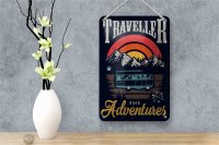 Blechschild Camping 12x18cm Traveller Adventure Abenteuer