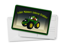 Blechpostkarte Spruch 14x10 cm echte Männer fahren Traktor Deko Schild