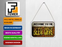 Blechpostkarte Bier 14x10 cm welcome to the beer cave Metall Deko Schild