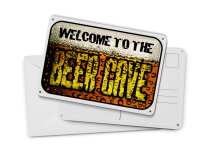 Blechpostkarte Bier 14x10 cm welcome to the beer cave Metall Deko Schild