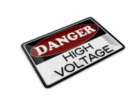 Blechpostkarte Hinweis 14x10 cm Danger high voltage Metall Deko Schild