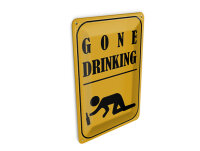 Blechpostkarte Alkohol 10x14 cm gone drinking lustig