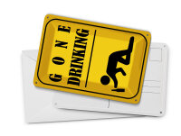 Blechpostkarte Alkohol 10x14 cm gone drinking lustig