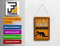 Blechpostkarte Alkohol 10x14 cm gone drinking will return when Deko Schild