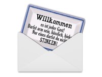 Blechpostkarte Spruch 14x10 cm Willkommen es ist jeder Gast Deko Schild