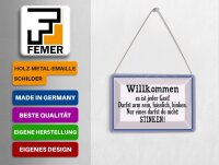 Blechpostkarte Spruch 14x10 cm Willkommen es ist jeder Gast Deko Schild
