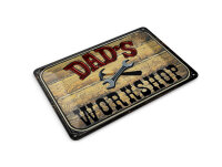Blechpostkarte Hinweis 14x10 cm Dad´s Workshop Werkzeug Holz Deko Schild