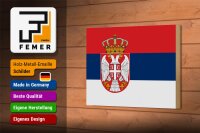 Holzschild Flagge Serbiens 18x12 cm Flag of Serbia Dekoration