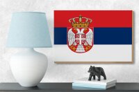Holzschild Flagge Serbiens 18x12 cm Flag of Serbia Dekoration