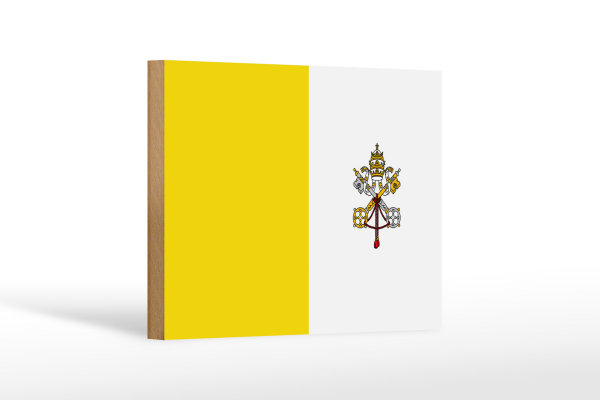 Holzschild Flagge Vatikanstadt 18x12 cm Flag Vatican City Dekoration