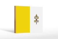 Holzschild Flagge Vatikanstadt 18x12 cm Flag Vatican City...