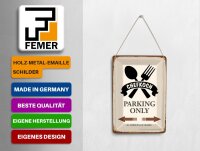 Blechpostkarte Spruch 10x14 cm Chefkoch parking only Metall Deko Schild