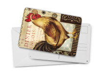 Blechpostkarte Spruch 10x14 cm Nostalgie Huhn Vintage Antik Deko Schild