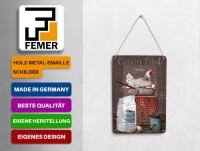 Blechpostkarte Spruch 10x14 cm Huhn country Fried Chicken Deko Schild