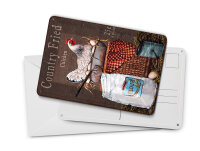 Blechpostkarte Spruch 10x14 cm Huhn country Fried Chicken Deko Schild
