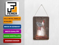 Blechpostkarte Spruch 10x14 cm Huhn Jumbo Eggs 25 c a dozen Deko Schild