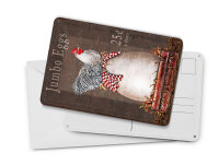 Blechpostkarte Spruch 10x14 cm Huhn Jumbo Eggs 25 c a dozen Deko Schild