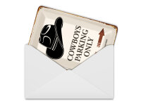 Blechpostkarte Spruch 10x14 cm Cowboys parking only Metall Deko Schild
