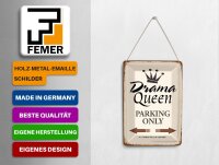 Blechpostkarte Spruch 10x14 cm Drama Queen parking only Metall Deko Schild