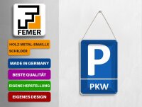 Blechpostkarte Parken 10x14 cm PLW Parkplatz Metall Deko Schild