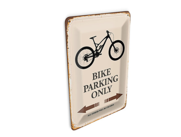 Blechpostkarte Spruch 10x14 cm Bike parking only Metall Deko Schild