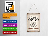 Blechpostkarte Spruch 10x14 cm Bike parking only Metall Deko Schild