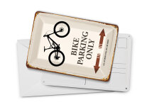 Blechpostkarte Spruch 10x14 cm Bike parking only Metall Deko Schild