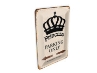 Blechpostkarte Spruch 10x14 cm Princess parking only Korona Deko Schild