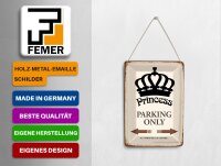 Blechpostkarte Spruch 10x14 cm Princess parking only Korona Deko Schild