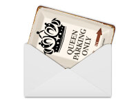 Blechpostkarte Spruch 10x14cm Queen parking only Korona Metall Deko Schild