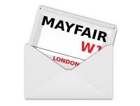 Blechpostkarte London 14x10 cm Mayfair W1 Metall Deko Schild