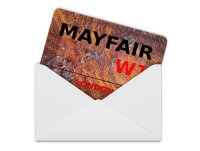 Blechpostkarte London 14x10cm Mayfair W1 Metall Deko Schild