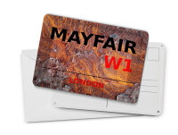 Blechpostkarte London 14x10cm Mayfair W1 Metall Deko Schild