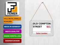 Blechpostkarte London 14x10 cm Soho Old Compton Street W1 Deko Schild