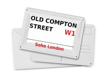 Blechpostkarte London 14x10 cm Soho Old Compton Street W1 Deko Schild