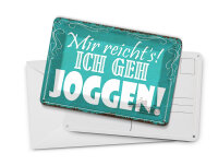 Blechpostkarte Spruch 14x10 cm mir reicht`s ich geh joggen ! Deko Schild