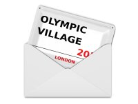 Blechpostkarte London 14x10 cm Olympic Village 2012 Metall Deko Schild