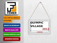 Blechpostkarte London 14x10 cm Olympic Village 2012 Metall Deko Schild