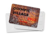 Blechpostkarte London 14x10 cm Olympic Village 2012 Metall Deko Schild