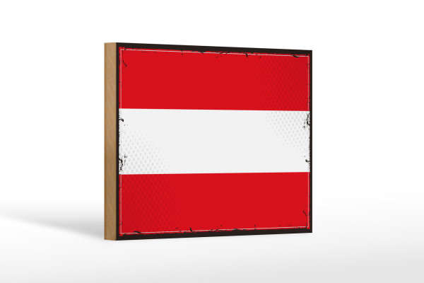 Holzschild Flagge Österreich 18x12cm Retro Flag of Austria
