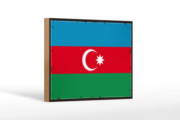 Holzschild Flagge Aserbaidschan 18x12cm Retro Azerbaijan