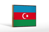 Holzschild Flagge Aserbaidschan 18x12cm Retro Azerbaijan