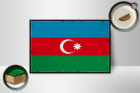 Holzschild Flagge Aserbaidschan 18x12cm Retro Azerbaijan