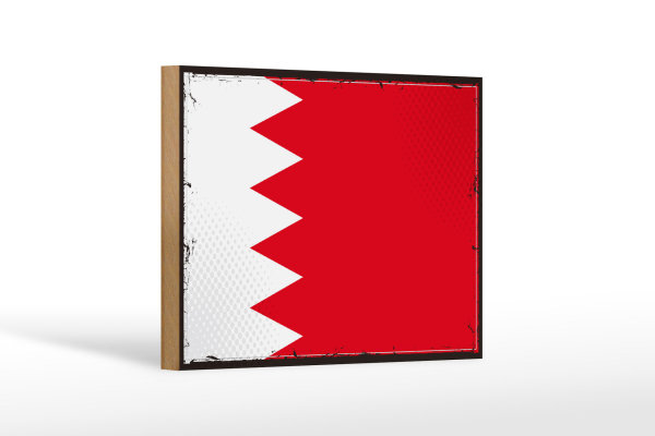 Holzschild Flagge Bahrains 18x12cm Retro Flag of Bahrain