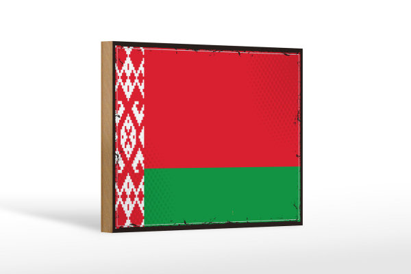 Holzschild Flagge Weißrussland 18x12cm Retro Flag Belarus