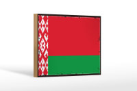 Holzschild Flagge Weißrussland 18x12cm Retro Flag...