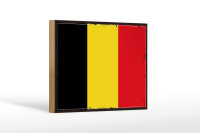 Holzschild Flagge Belgien 18x12cm Retro Flag of Belgium