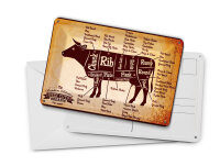 Blechpostkarte Metzger 14x10 cm Beef cuts Organic Metzgerei Deko Schild