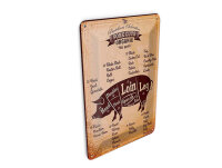 Blechpostkarte Metzger 10x14 cm Pork cuts Organic free Schwein Deko Schild