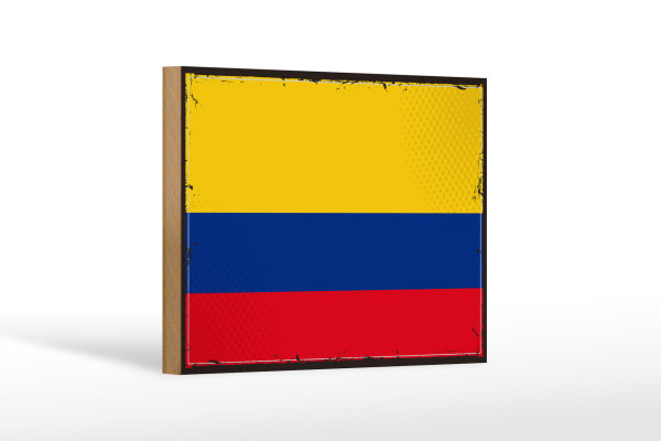 Holzschild Flagge Kolumbien 18x12cm Retro Flag Colombia